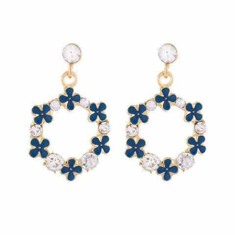 Blue colour Round shape Stone Studded Earring