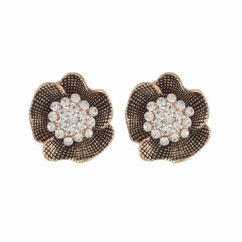 Gold colour Floral shape Stone Studded Earring