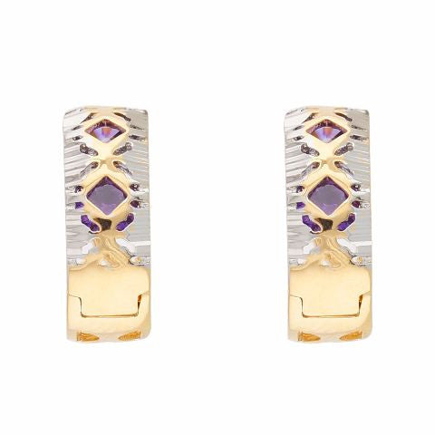 Purple colour round shape Stone Studded Earring