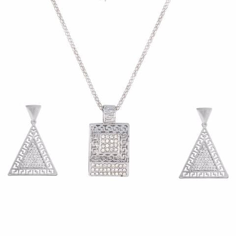 Silver colour Traditional design Pendant Set