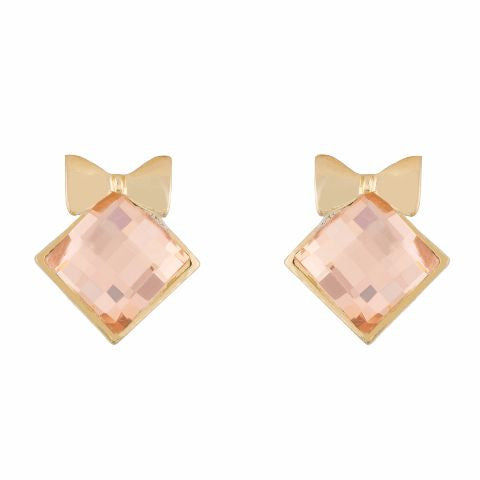 Beige colour diamond shape Stone Studded Earring
