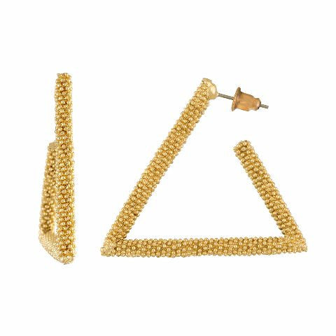 Gold colour Triangle shape smart carving Earring