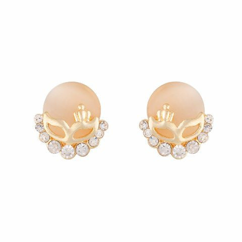 Gold colour Round shape Stone Studded Earring