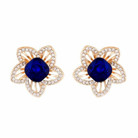 Gold colour Floral shape Stone Studded Earring