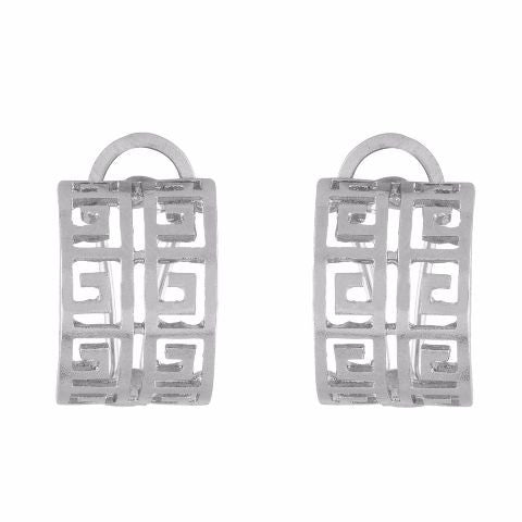 Silver colour square shape smart carving Earring
