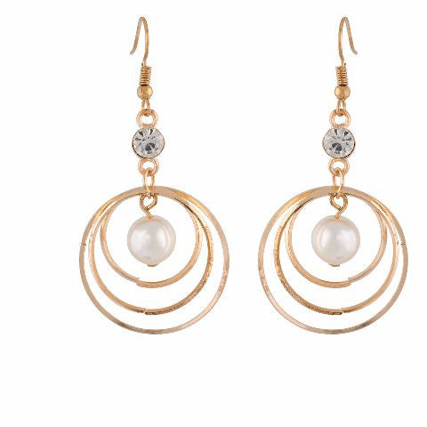 Gold colour Round shape Stone Studded Earring