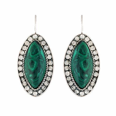 Silver colour Oval shape Stone Studded Earring