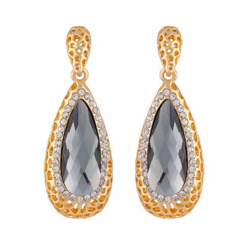 Gold colour Drop shape Stone Studded Earring