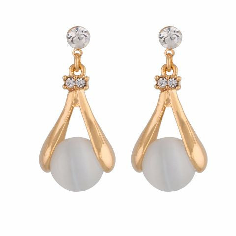 Gold colour Drop   shape Stone Studded Earring