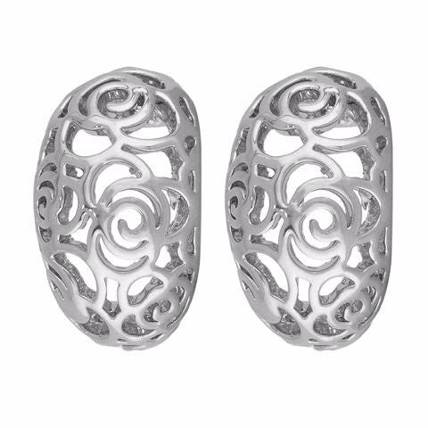 Silver colour Round shape smart carving Earring