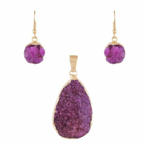 Pink colour Traditional design Pendant Set