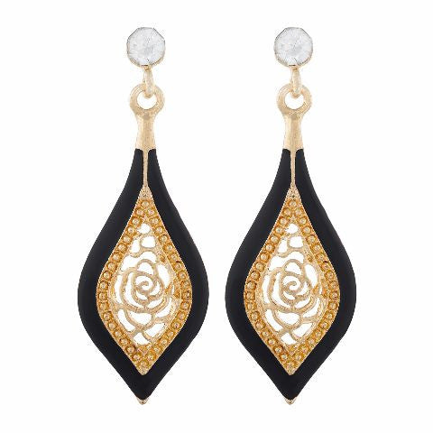 Gold colour Drop shape Enamel Earring