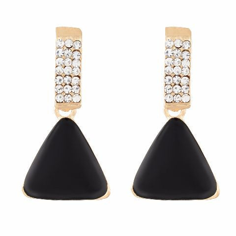 Gold colour Triangular shape Enamel Earring