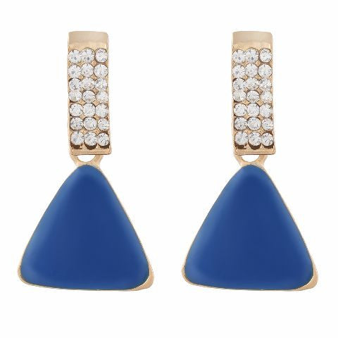 Gold colour Triangular shape Enamel Earring