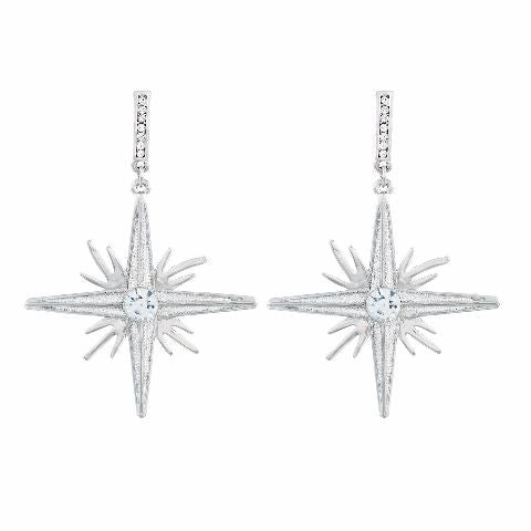 Silver colour Star shape Stone Studded Earring