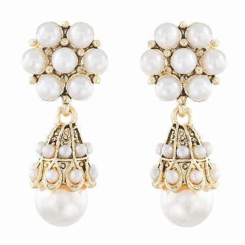 White colour Jhumki shape Pearl Earring