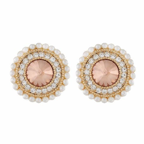 Gold colour Round shape Pearl Earring