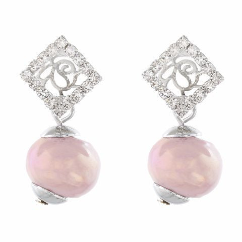 Silver colour Diamond with Drop shape Pearl Earring