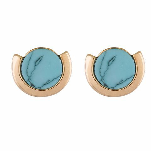 Gold colour Round shape Stone Studded Earring