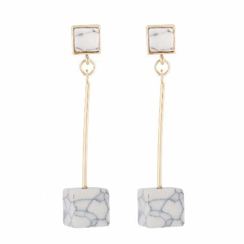 Gold colour Cube shape Stone Studded Earring