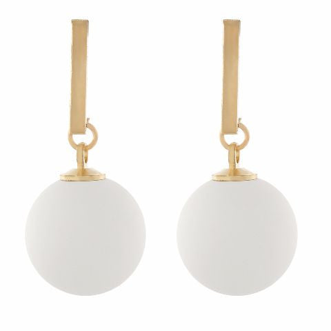 White colour Hanging Sphere shape Smartly Crafted Earring