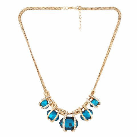 Gold and Turquoise Blue colour Western design Necklace
