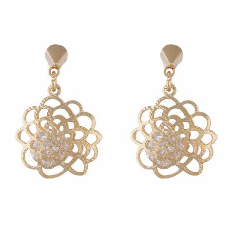 Gold colour Round shape Stone Studded Earring