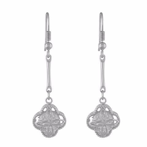 Silver colour Floral shape Stone Studded Earring