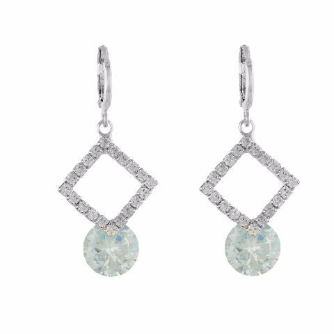 Silver colour Rhombus shape Stone Studded Earring