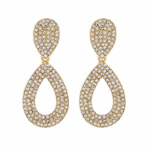 Gold colour Drop shaped shape Stone Studded Earring