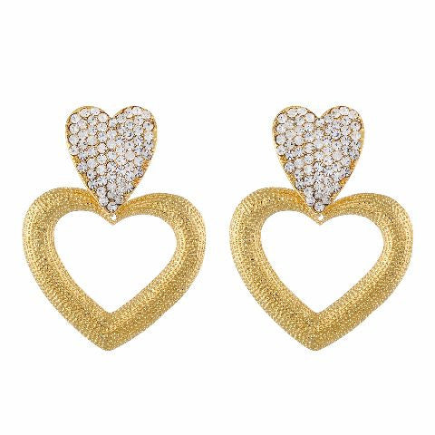 Gold colour Heart shape Stone Studded Earring