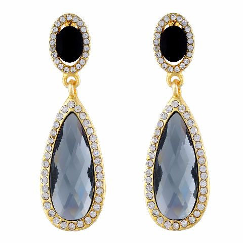 Grey and Gold colour Drop shaped shape Stone Studded Earring
