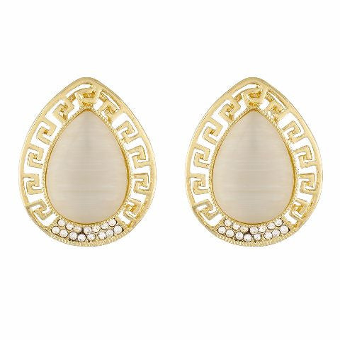 Gold colour Drop shaped shape Stone Studded Earring
