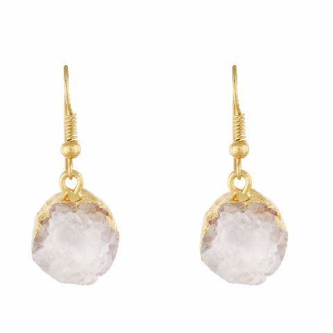 White colour Round shape Stone Studded Earring