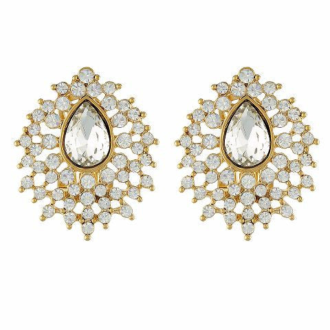 Gold colour Drop shape Stone Studded Earring