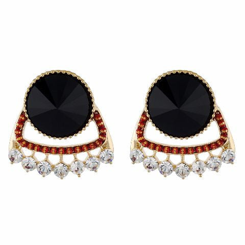 Multi colour round shape Stone Studded Earring