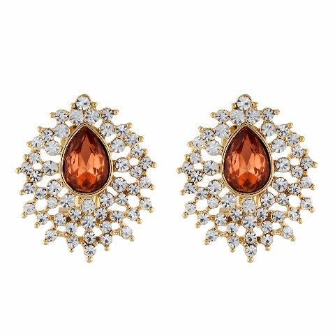 Gold colour Drop shape Stone Studded Earring