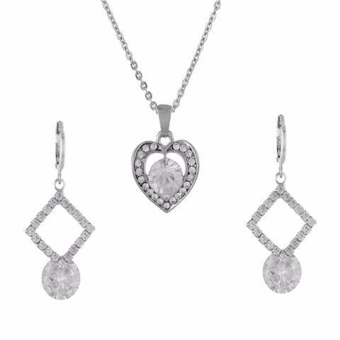 Silver colour Traditional design Pendant Set