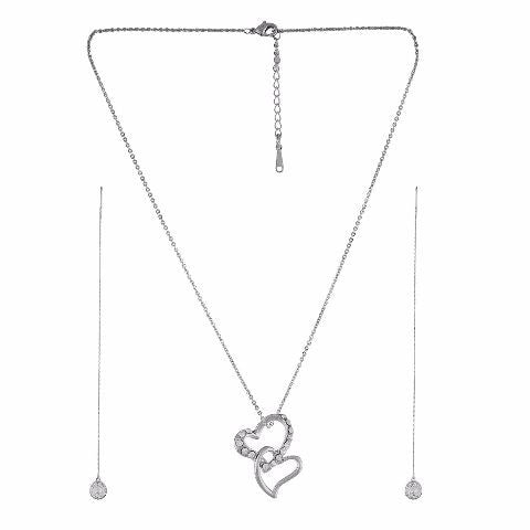 Silver colour Traditional design Pendant Set