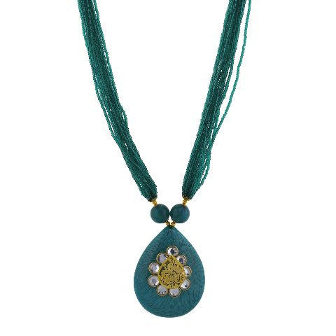 Green colour Indo Western design Necklace Set