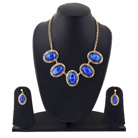 Blue colour Indo Western design Necklace Set