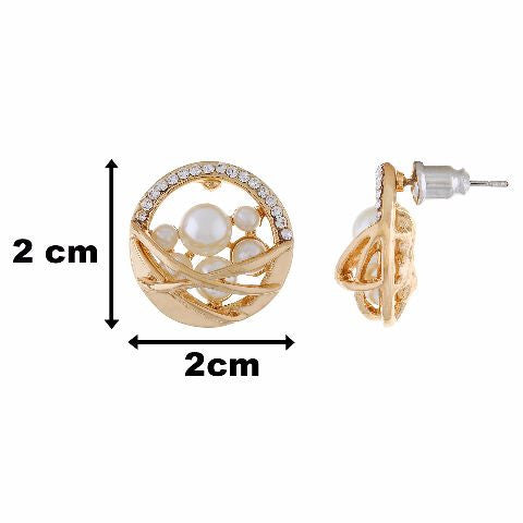 Gold colour Round shape Pearl Earring