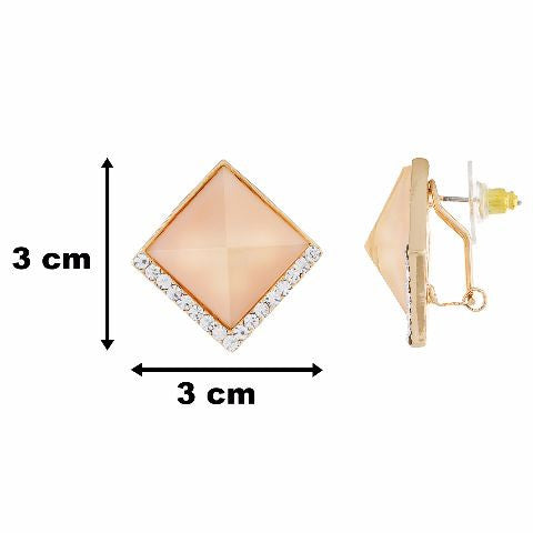 Beige colour Diamond shape Studded Earring
