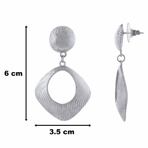 Silver colour rhombus  shape Earring