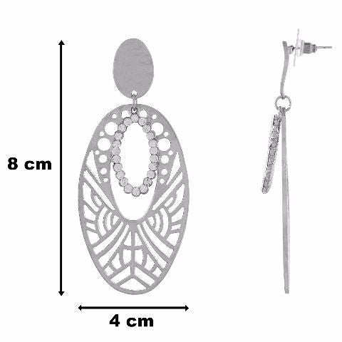 Silver colour oval shape Studded Earring