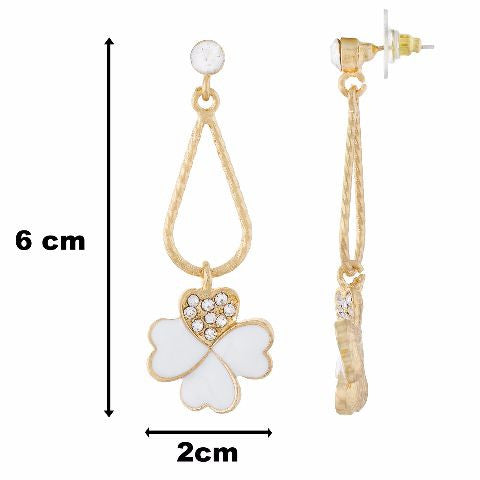 White colour Floral shape Enamel Earring