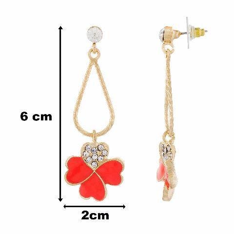 Orange colour Floral shape Enamel Earring