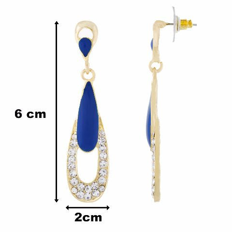 Blue colour Drop  shape Enamel Earring