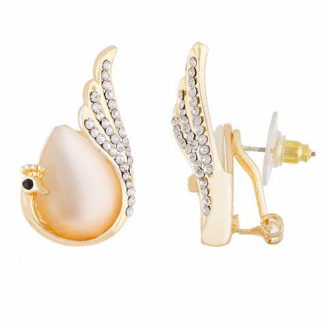 Gold colour Peacock  shape Stone Studded Earring
