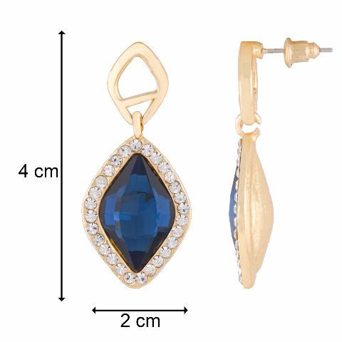 Gold colour diamond shape Stone Studded Earring